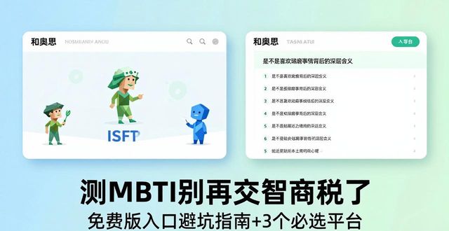 测MBTI别再交智商税了 免费版入口避坑指南+3个必选平台